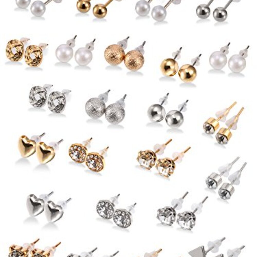 Crystal Pearl Stud Earrings Set Elegant Minimal Chic Jewelry For Women Men View 3